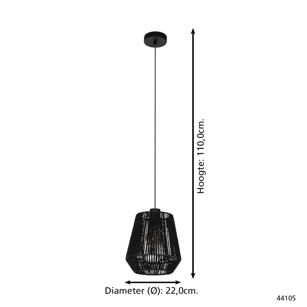 Seilpendellicht Persley Ø 22cm – schwarz Eglo 9002759441050