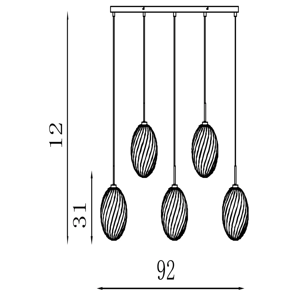 5-flammige Pendelleuchte Whirl Farbiges Glas Searchlight 5053423299389