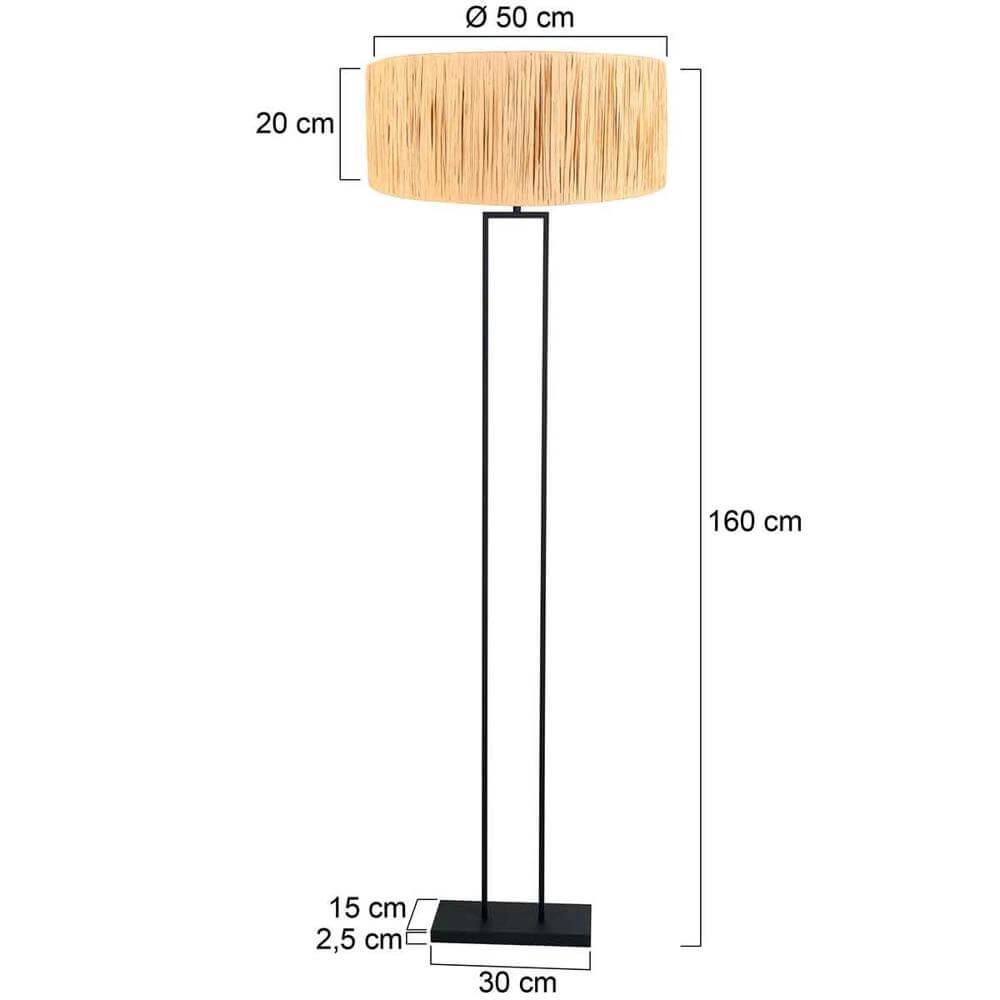 Stehleuchte 160cm Stang schwarz mit Strohschirm Steinhauer 8712746173833