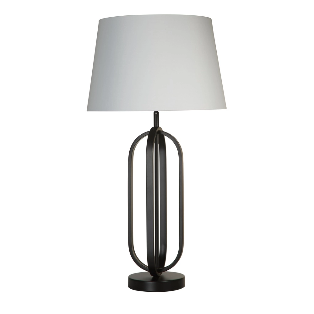 Tischlampe Chic schwarz mit weißer Kapuze Searchlight 5053423305035