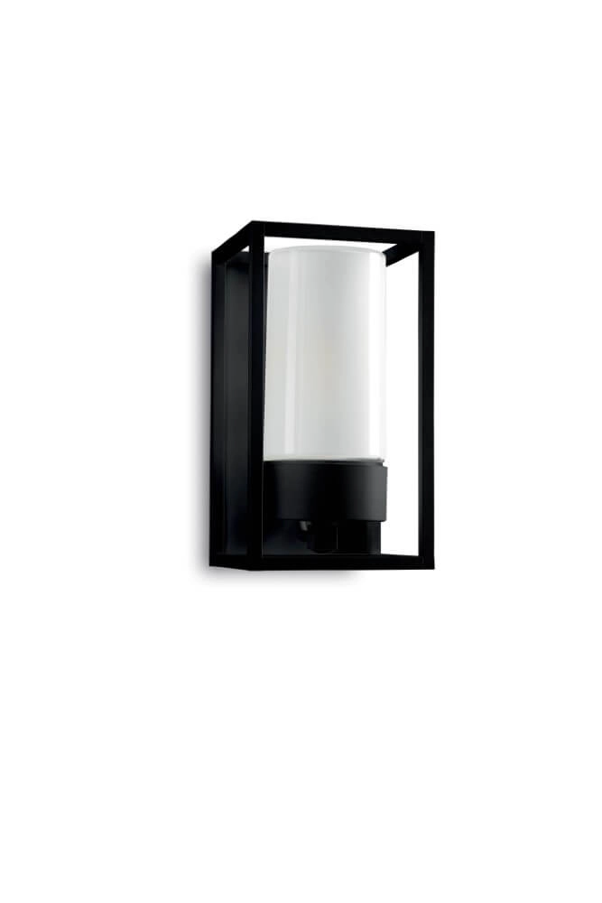 Schwarze Außenleuchte Cubic3 weißes glas