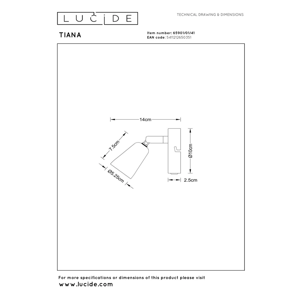 Deckenscheinwerfer Tiana taupe Lucide 5411212650351