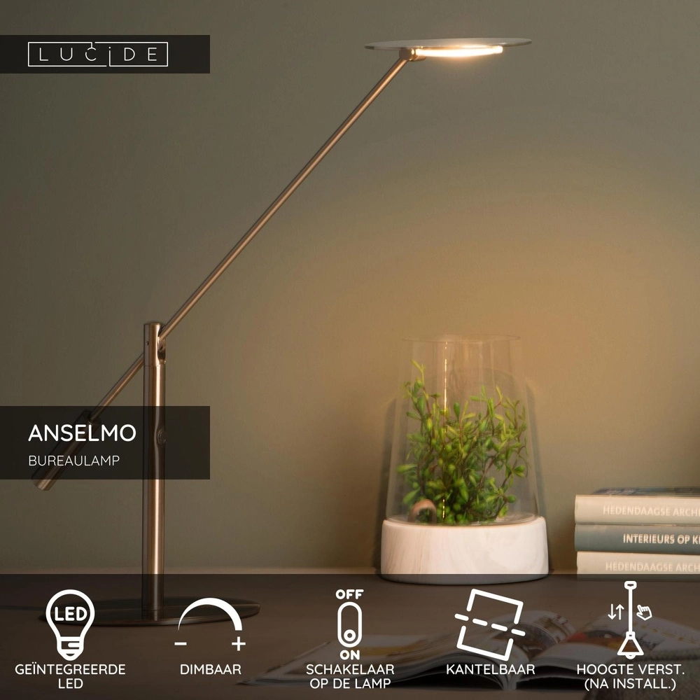 Schreibtischlampe Anselmo Chrom Lucide 5411212193926