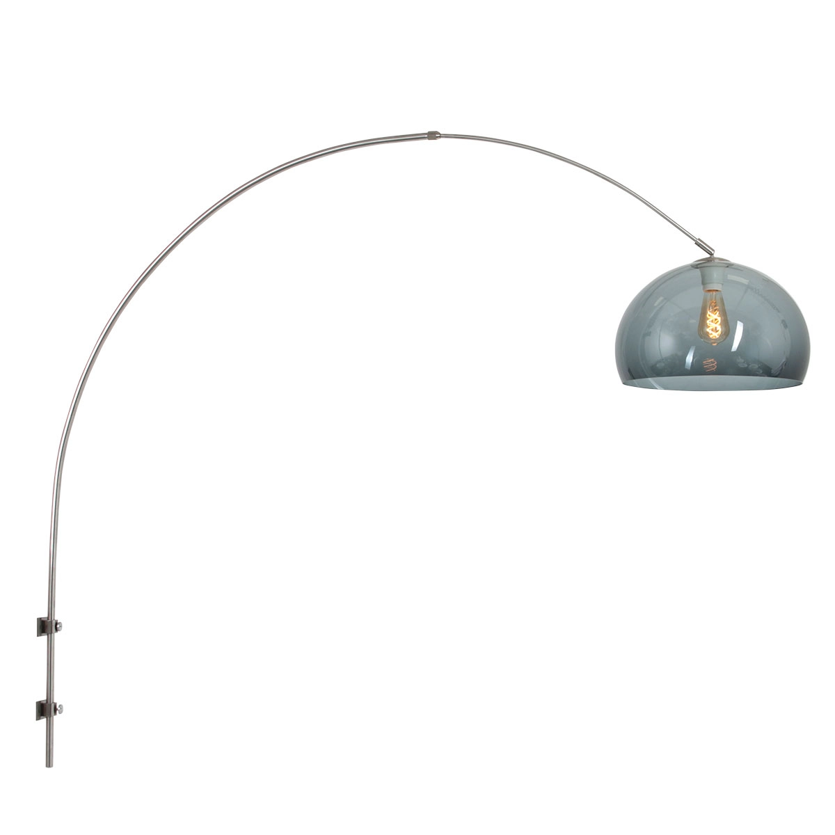 Wandbogenlampe Sparkled Edelstahl mit Rauchhaube
