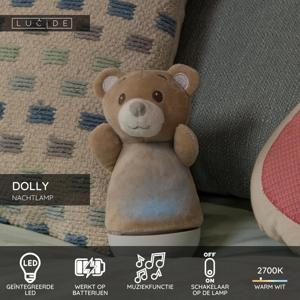 Nachtlicht Dolly Batteriebetrieben mit Musikfunktion – Brown Lucide 5411212771452