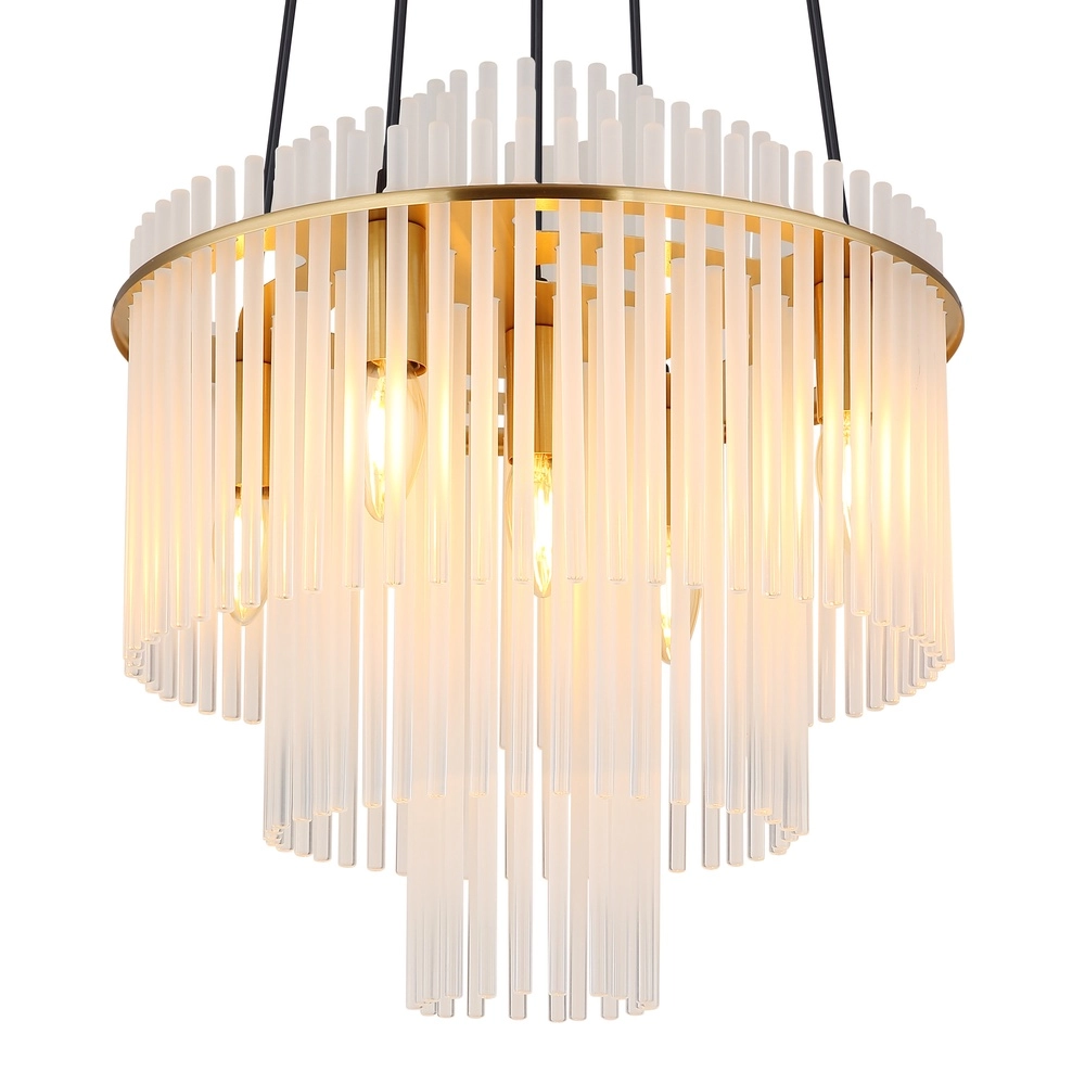 Pendellampe Ø 40 cm Gorley Gold mit weißen Glasstäben Globo 9007371518135