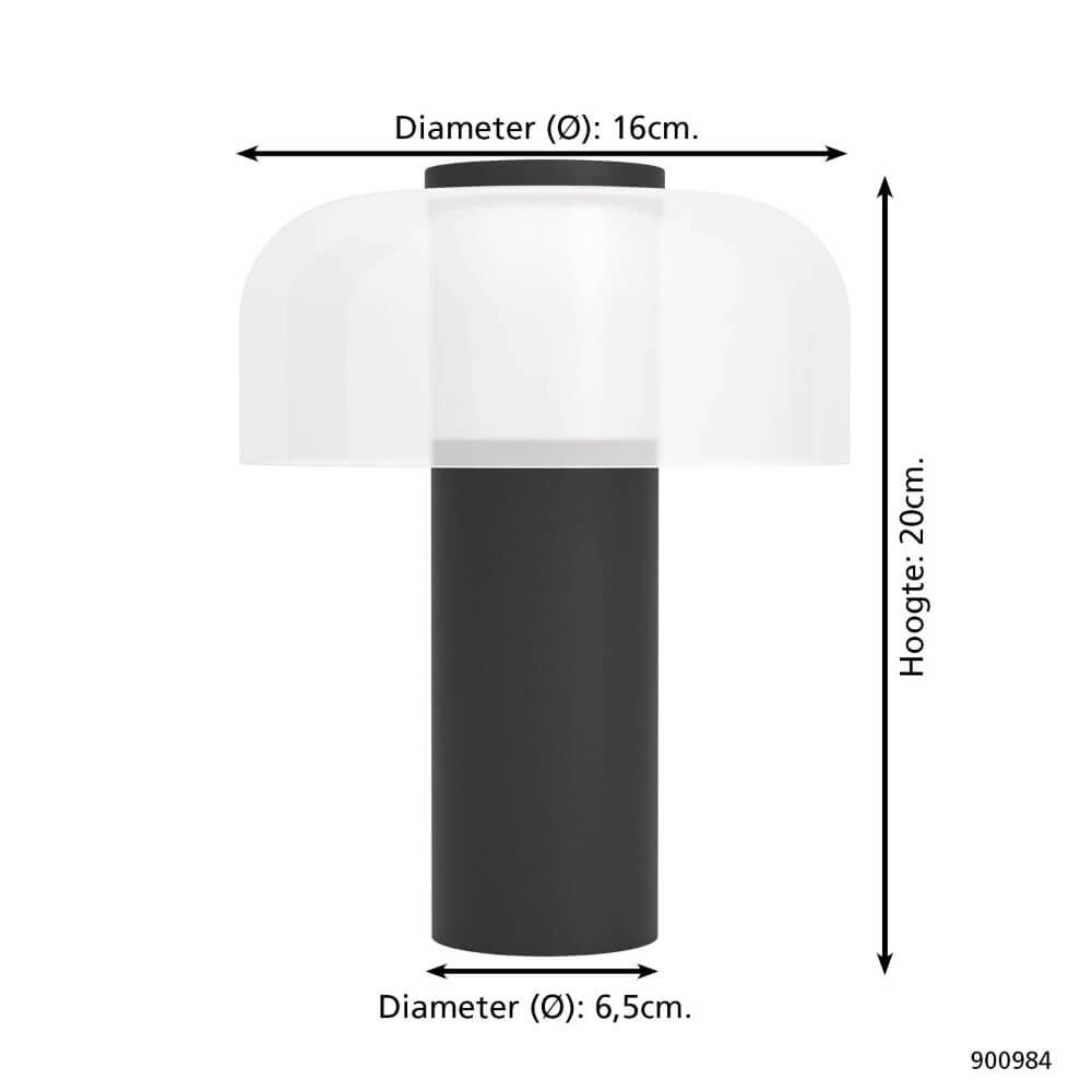 Designer-Tischlampe Ponente schwarz mit weiß Eglo 9008606297870