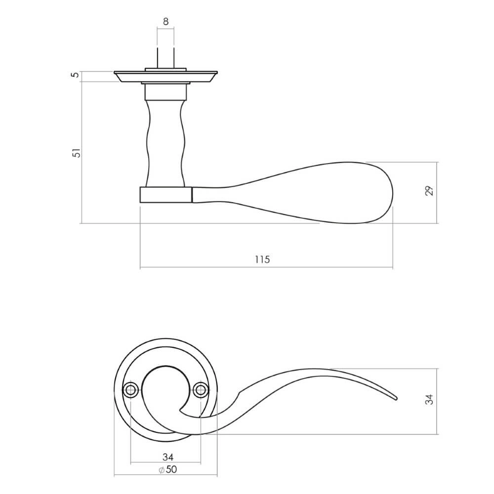 Klassischer Türgriff Lepel Schraubenloch schwarz Intersteel 8714186486016