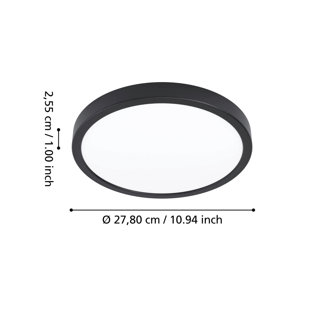 Deckenlicht IP44 Fueva 6-Z rund - schwarz - Ø 27,8 cm Eglo 9008606330492
