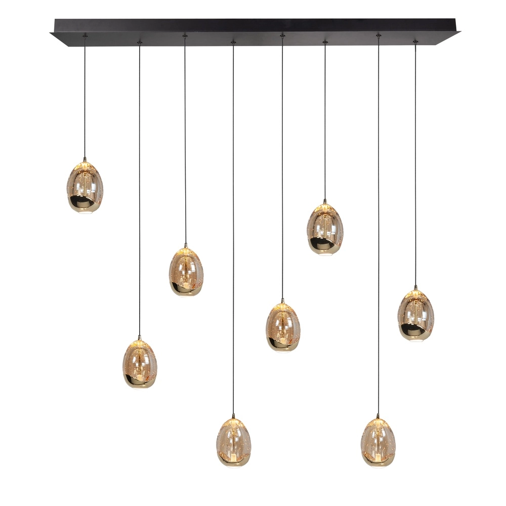 Pendelleuchte Golden Egg schwarz 8-flammig gerade
