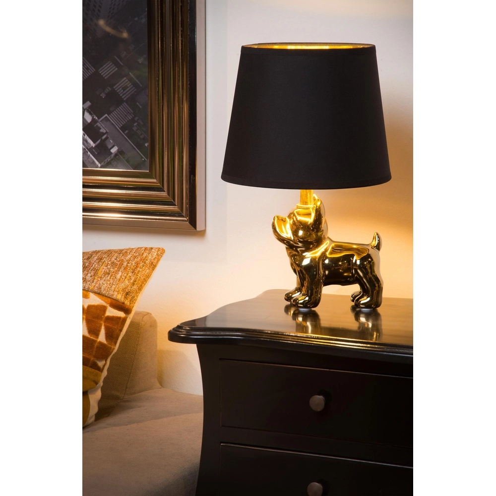 Tischlampe Extravaganza Sir Winston Hundegold mit Schwarz Lucide 5411212134097