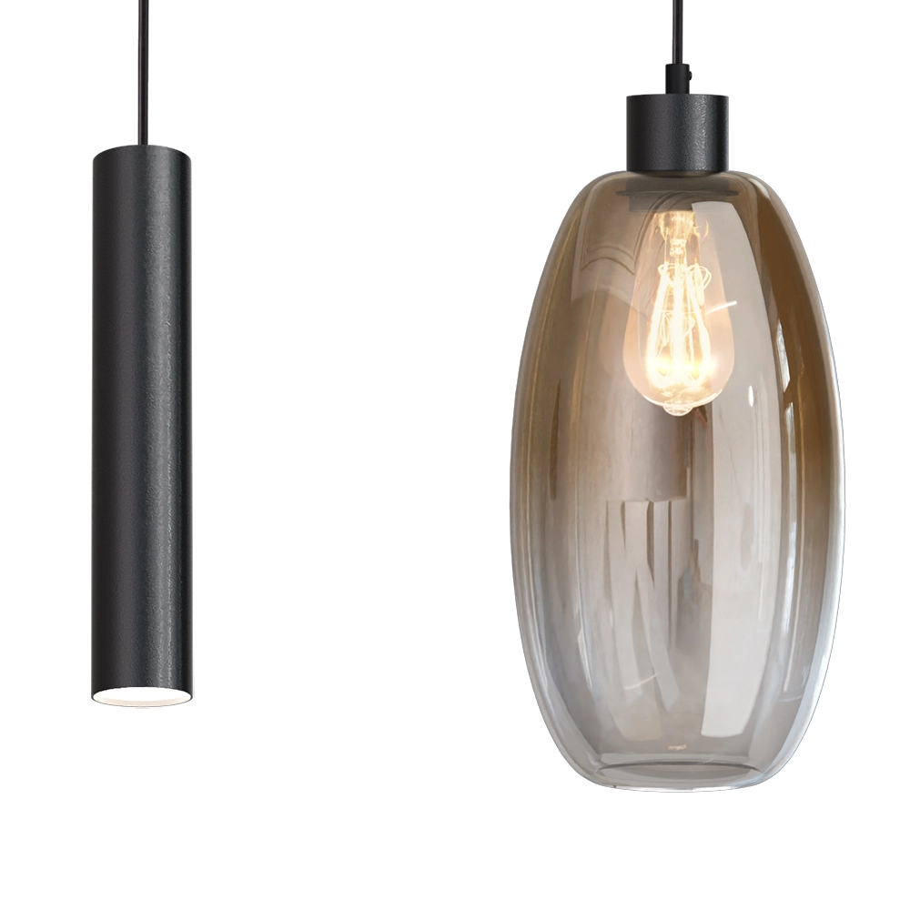 Glas-Pendellampe Olive 3x Ø 18,5 cm – 2x Run-Anhänger – schwarz Masterlight 8718121396842