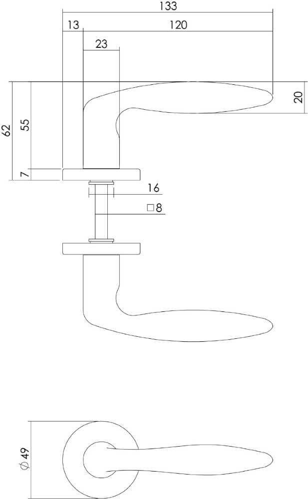 Klassischer Türgriff Sigaar Chrom auf Rosette Intersteel 8714186068250