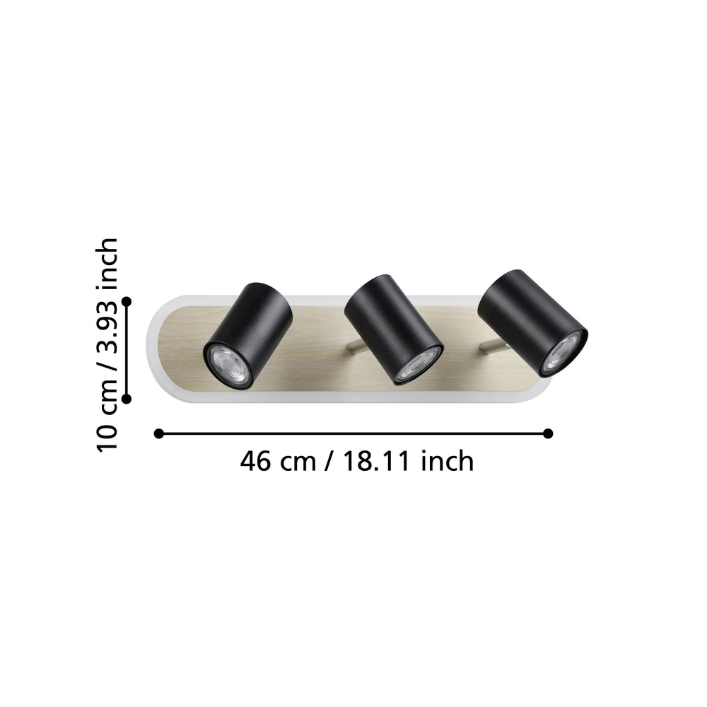 LED-Deckenspot Rimbocchi 3L – schwarz – Holzoptik Eglo 9008606316533