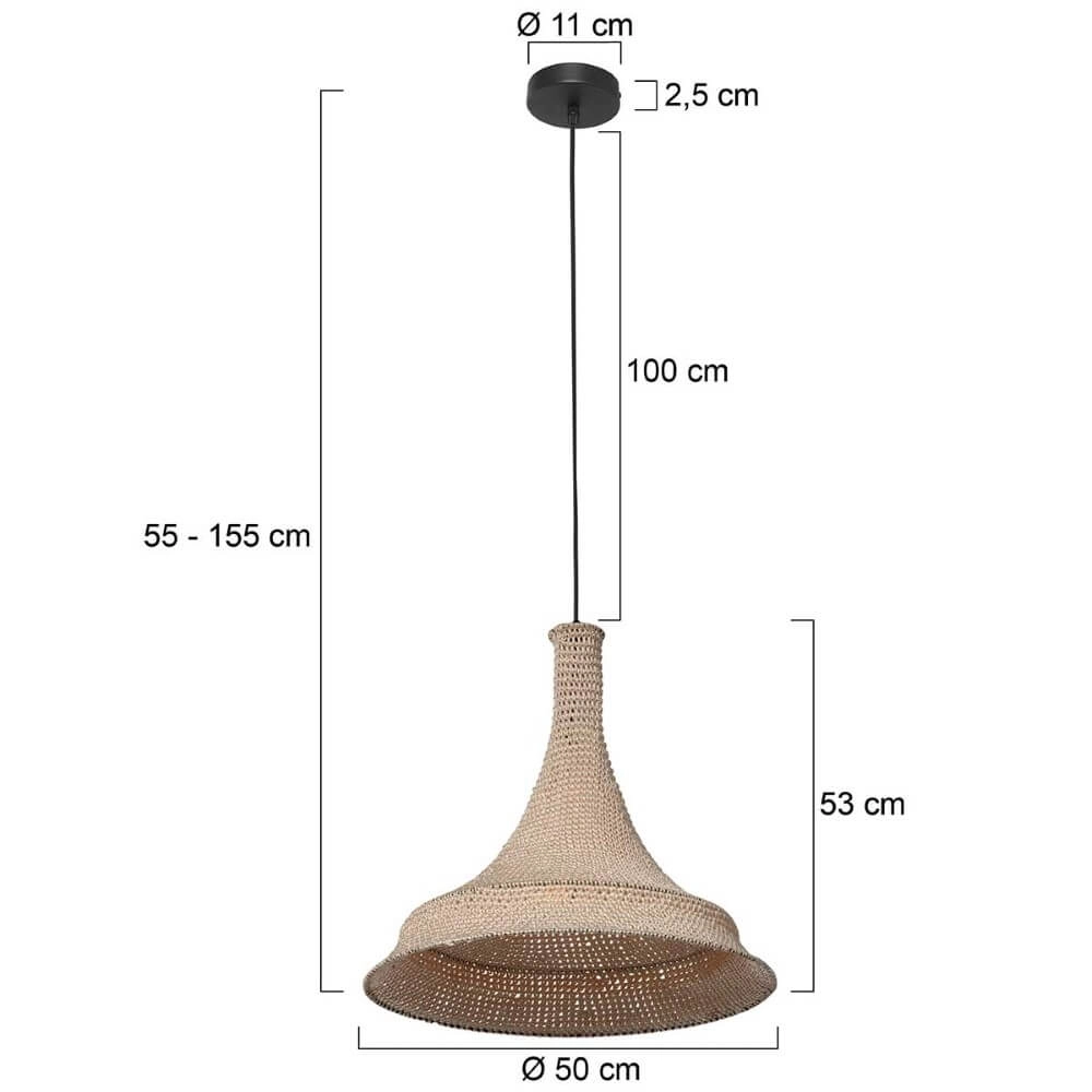 Ø 60cm Hängelampe Marrakesch aus braunem Seil Steinhauer 8712746161496