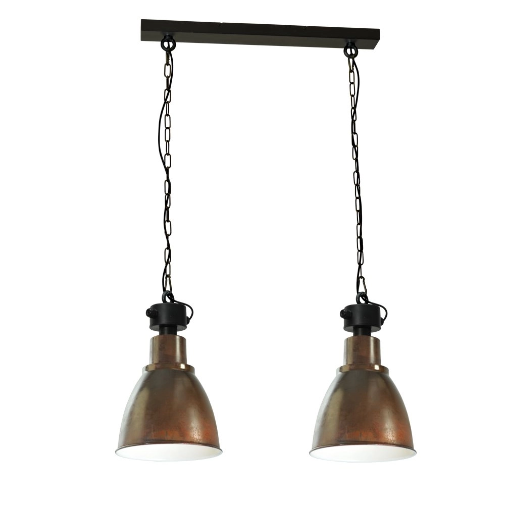 Esszimmerlampe Industria 2x27 braun mit schwarzem 2-Licht