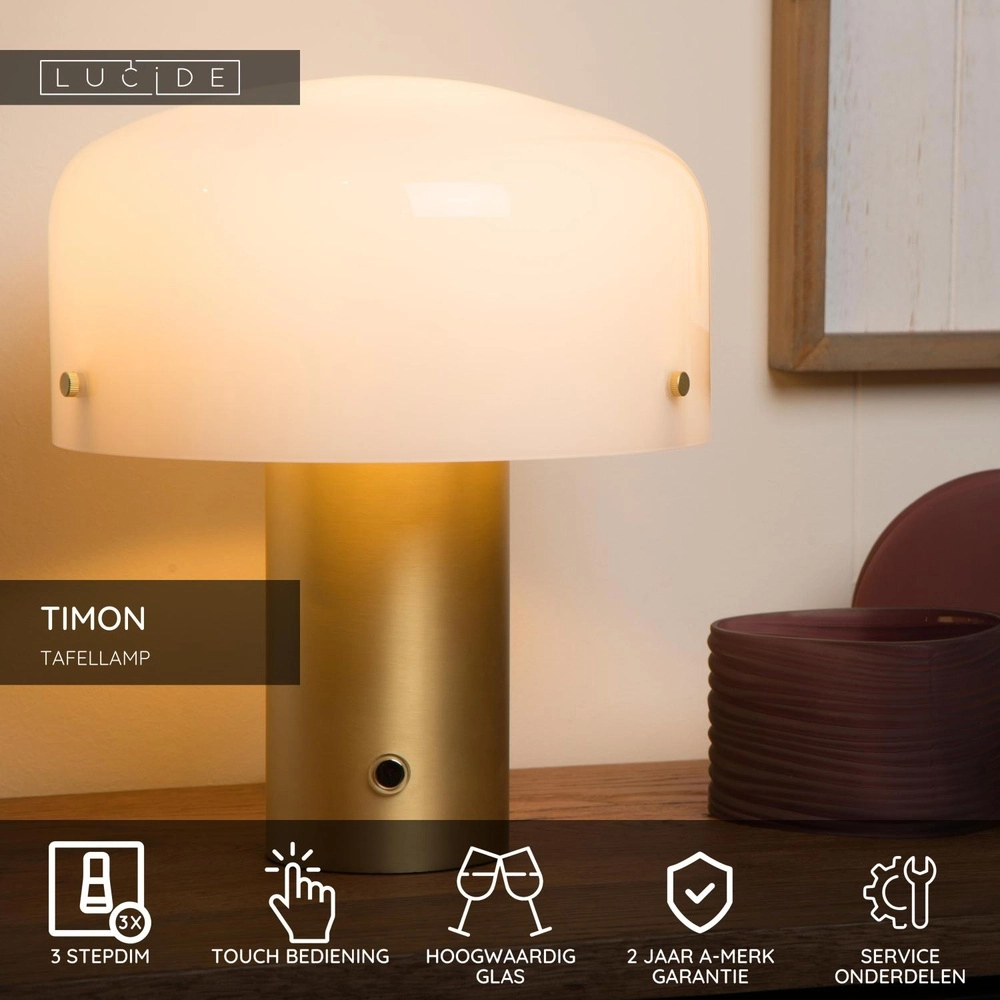 Tischlampe Timon 27 cm Gold Lucide 5411212051394
