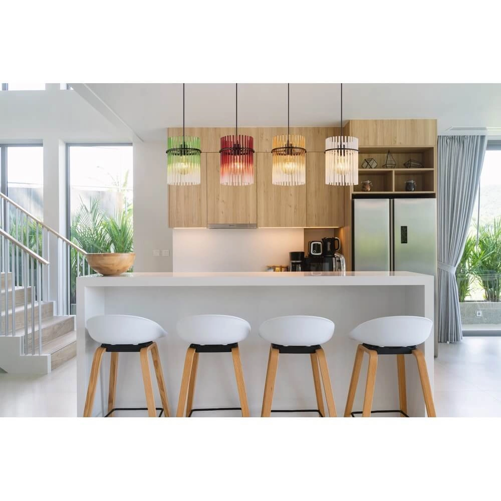 Schwarze Pendelleuchte Gorley Farbiges Glas 4-flammig Globo 9007371484003