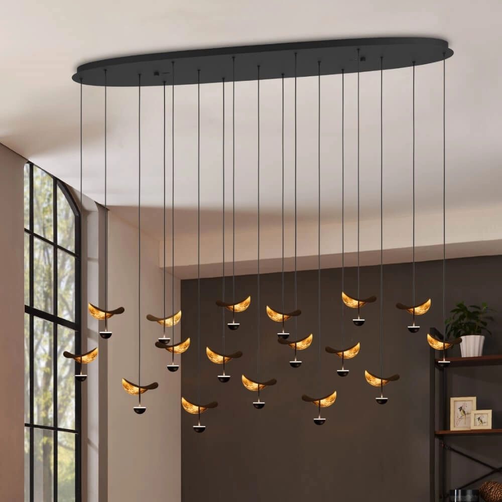 Schwarze Hängelampe Dracera mit Gold Stars of Light 9008606270576