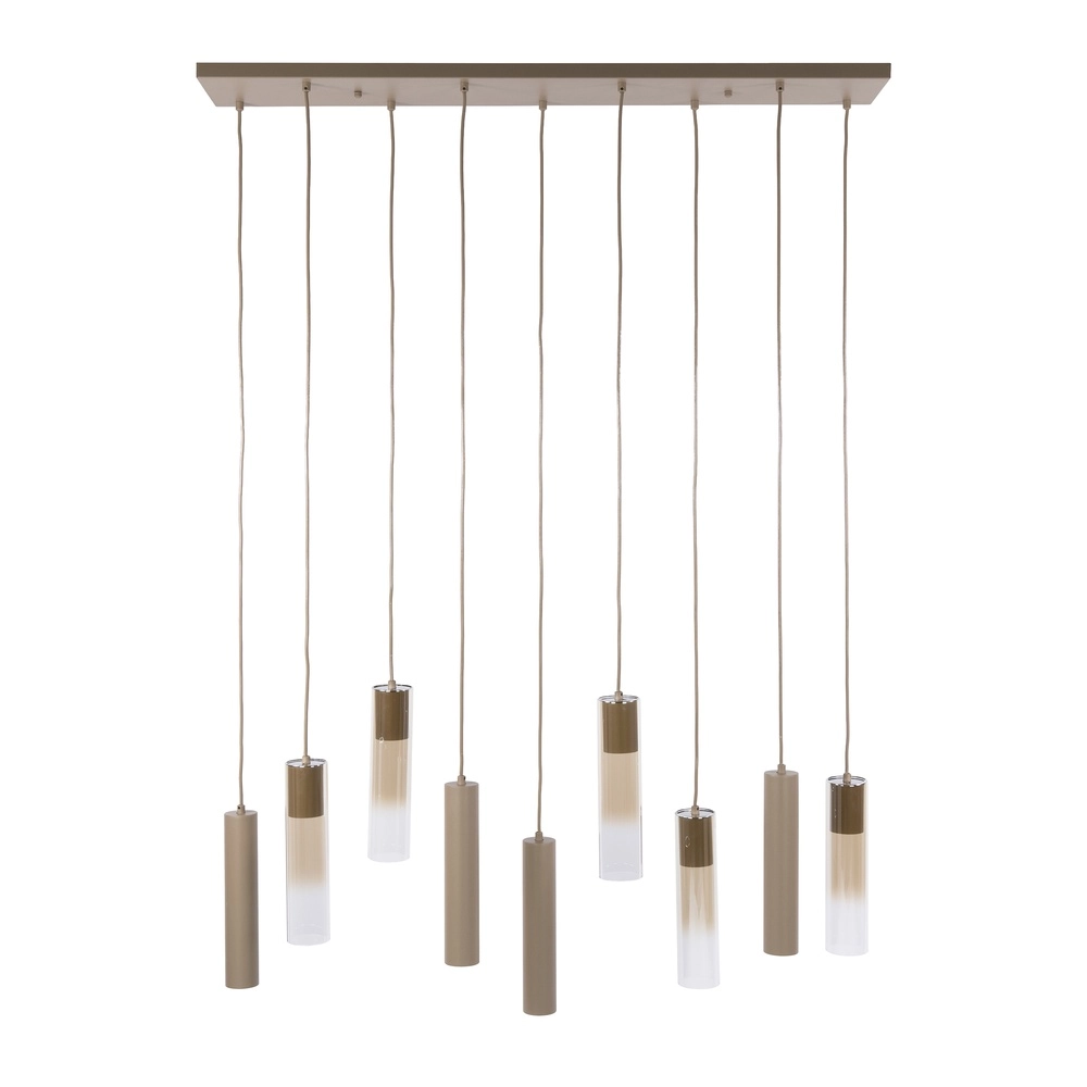 Elegante Pendellampe Lungo sandbraune 9-Lichter Lyora 8716803514911