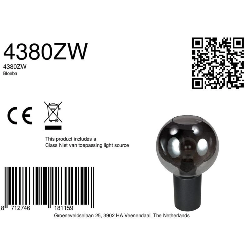 Tischlampe Bloeba Kugel Rauchglas Ø 20cm Steinhauer 8712746181159