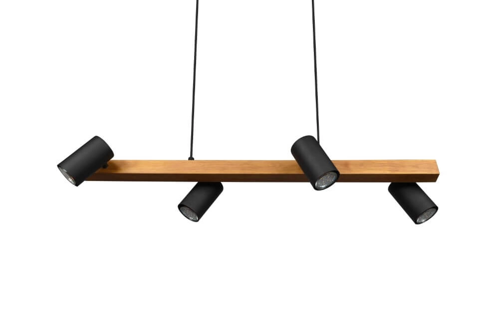 Verstellbare Hängelampe Marley Schwarz mit Holz Trio 4017807523720