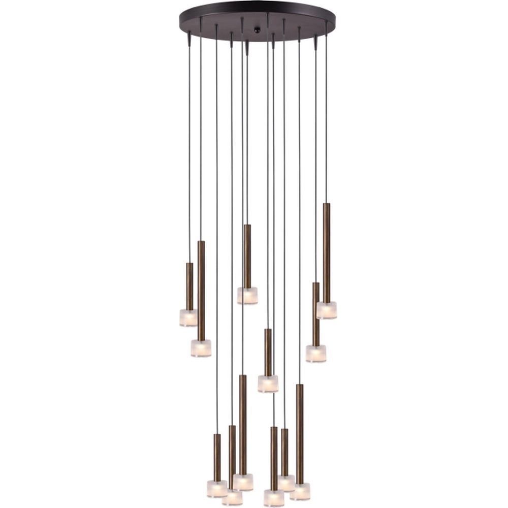 LED-Pendellicht Fabro 12-Licht – antikes Kupfer