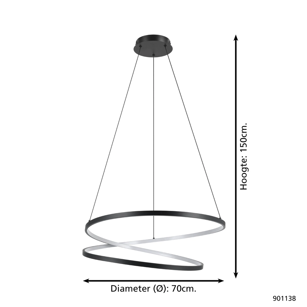 Ø 70cm LED-Pendellicht Ruotale Schwarz Eglo 9008606303526