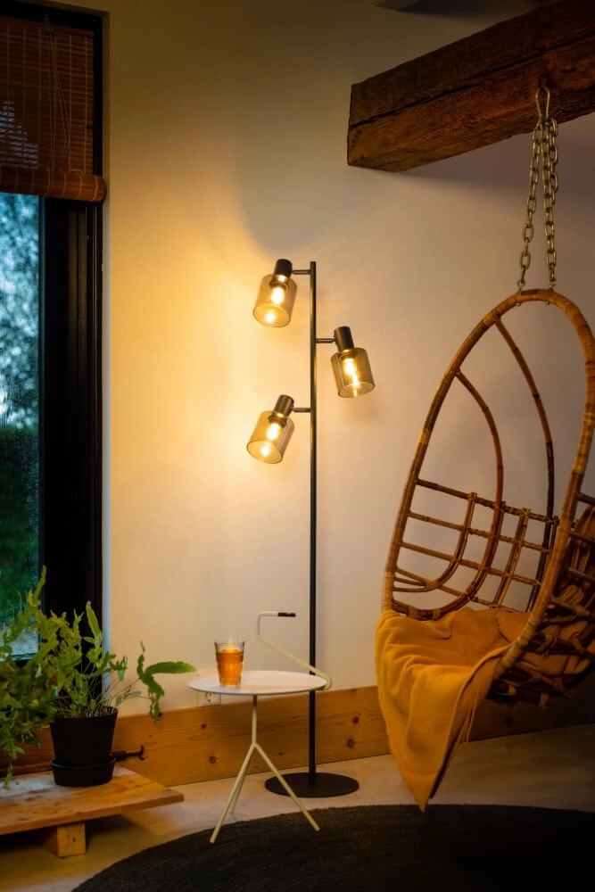 Stehleuchte aus Glas Sledge Glass 3-flammig schwarz mit goldenem Glas ETH 8720195302889