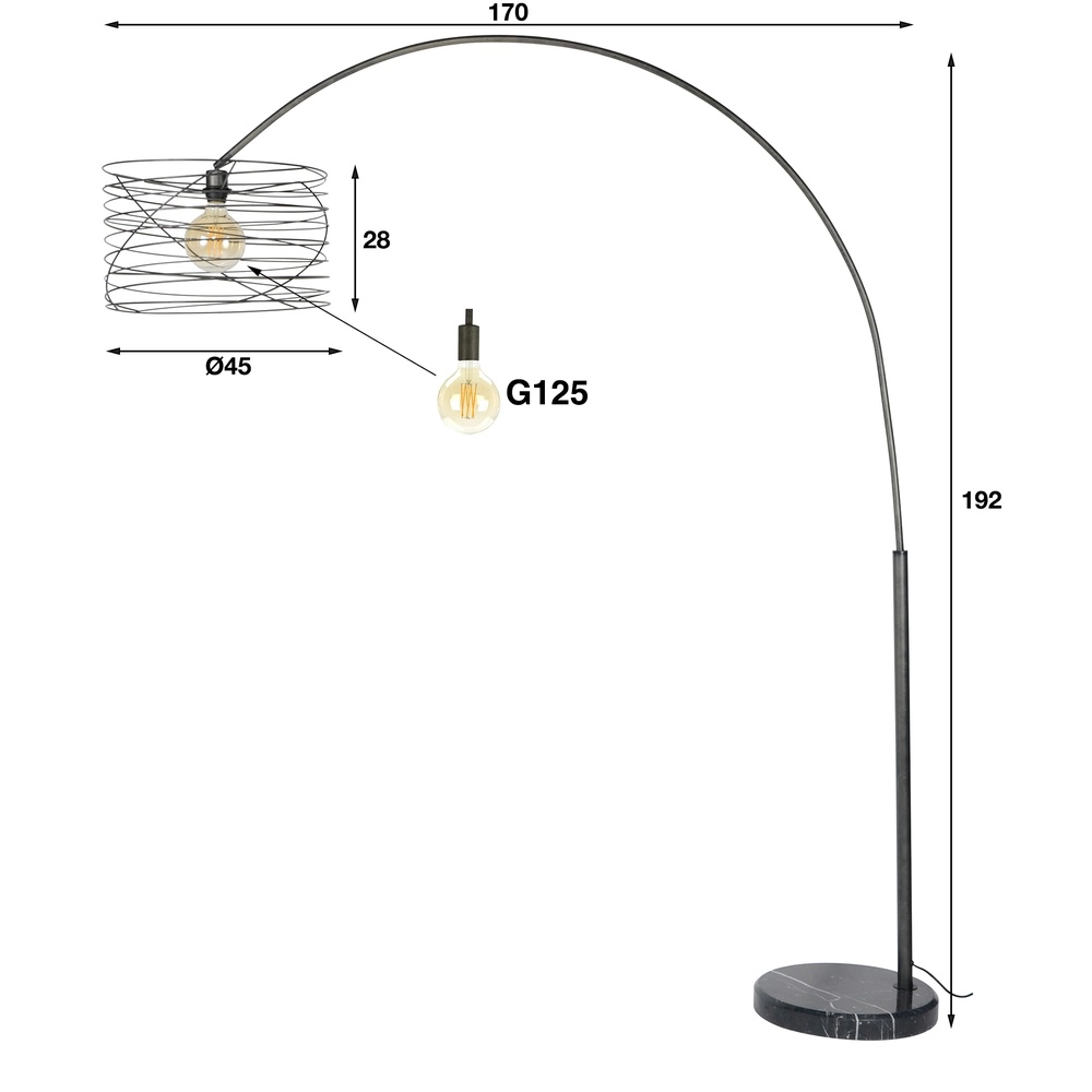 Lichtbogenlampe Curl mit Drahtkappe Lyora 8716803512498