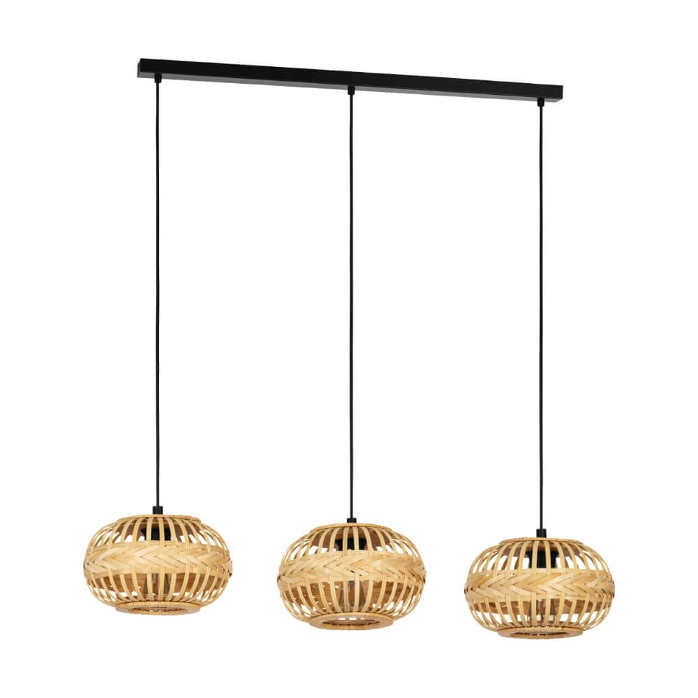 3-flammige Hängelampe aus Rattan Amsfield 1