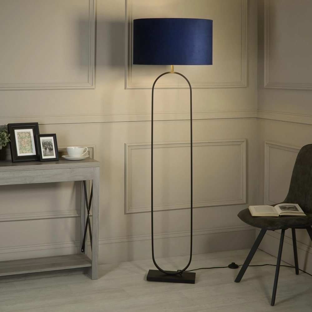 Stehlampe Modish schwarz mit blauer Kapuze Searchlight 5053423307527