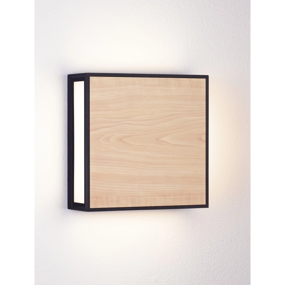 Quadratische Wandleuchte Astral anthrazit mit Holz Lyora 5212017449924