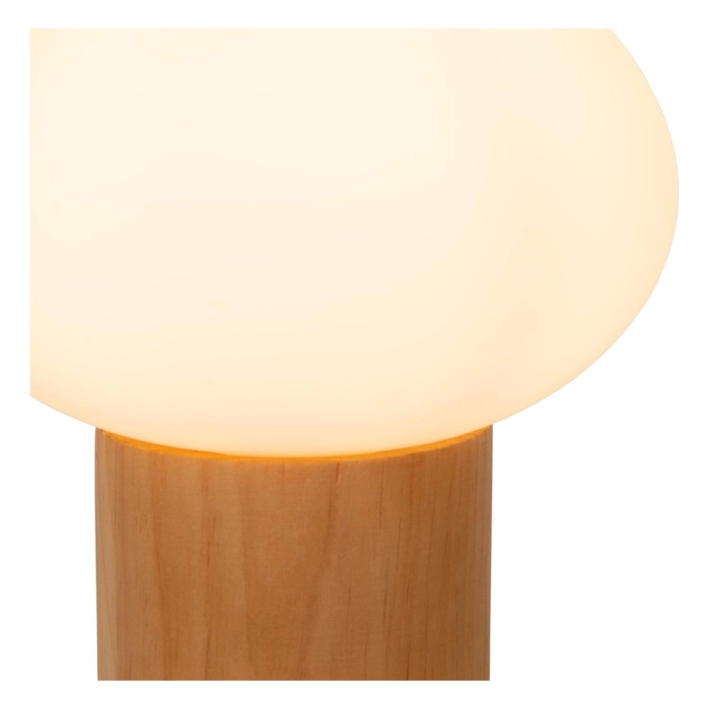 Skandinavische Tischlampe Birtle Holz mit Weiß Lucide 5411212051721