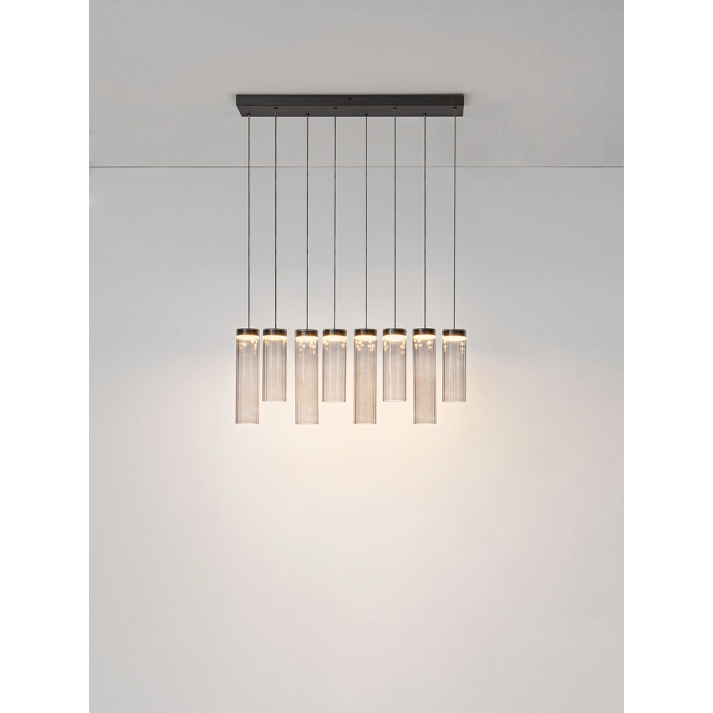 Design-Pendellampe Brielle Anthrazit mit 8-Lampen aus Mokka-Glas Lyora 5212017495433
