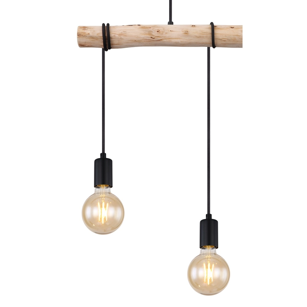 3-Licht Esstisch-Pendellampe Gregor Schwarz mit Holz Globo 9007371436330