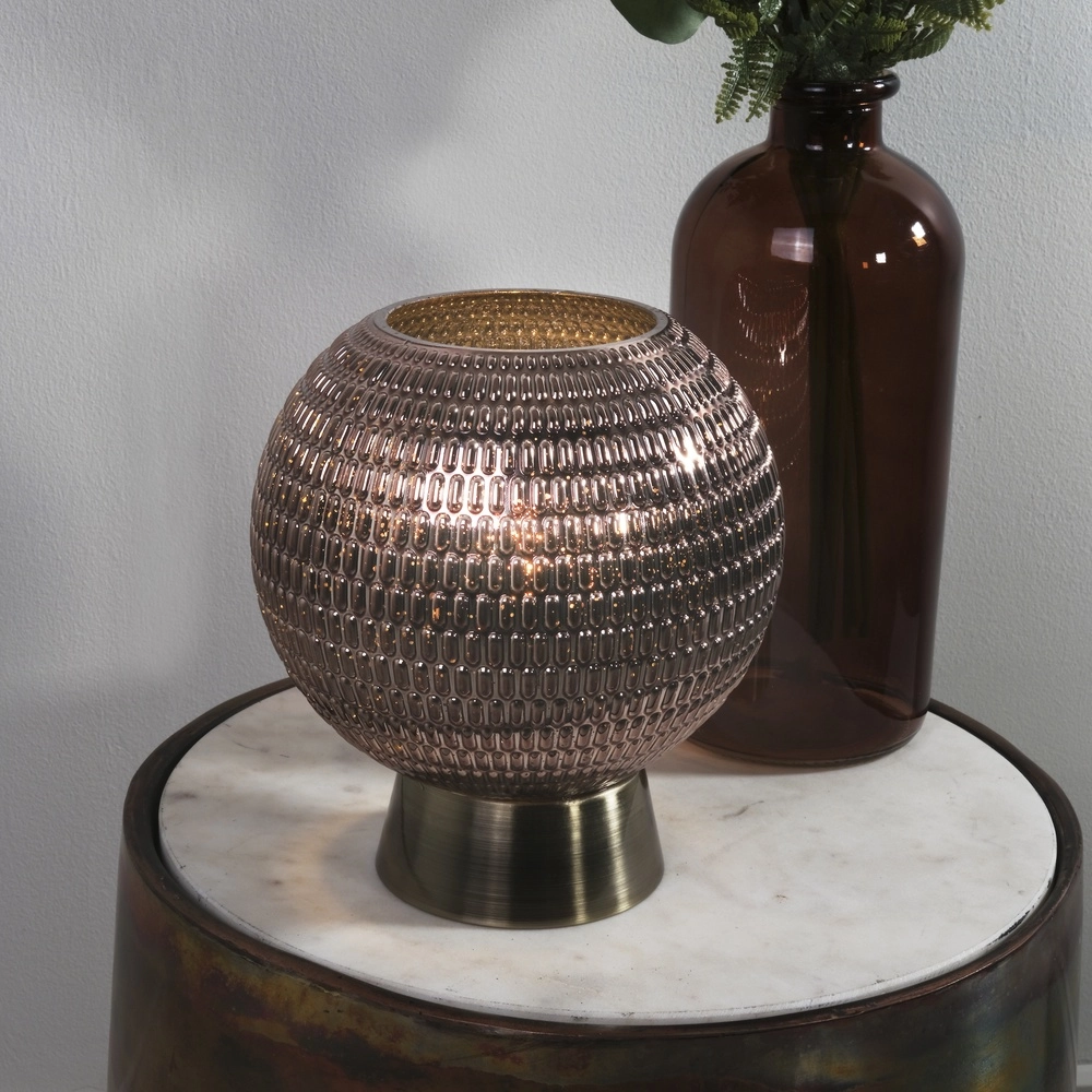 Tischlampe Mila Braunes Glas Batteriebetrieben Searchlight 5053423306940