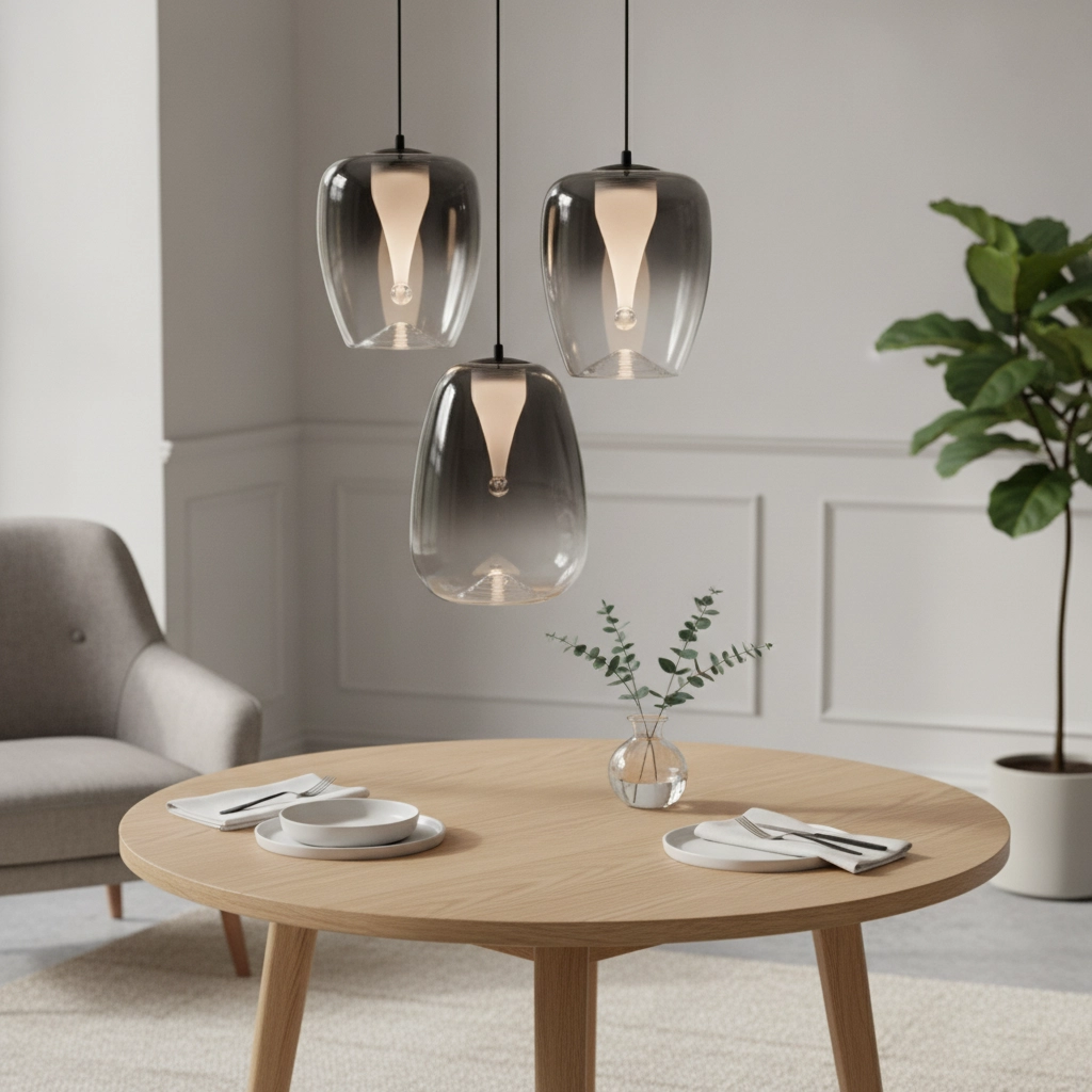 Design-Pendelleuchte Oblo 3-flammiges Rauchglas