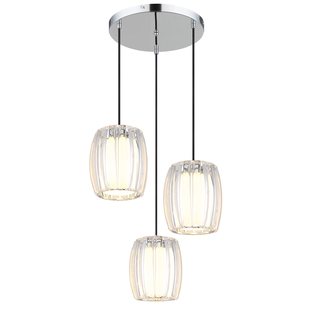 3-Licht Pendellampe Maribel Chromrunde