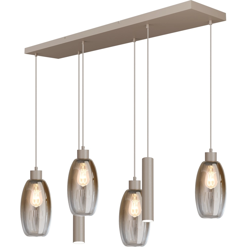 Glas-Pendellampe Olive 4x Ø 15cm – 2x Lauf – Sand