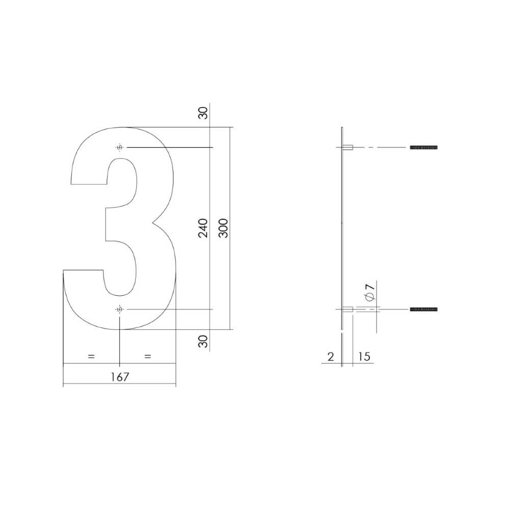 Hausnummer 3 XL Numbra 30cm Edelstahl Intersteel 8714186503102