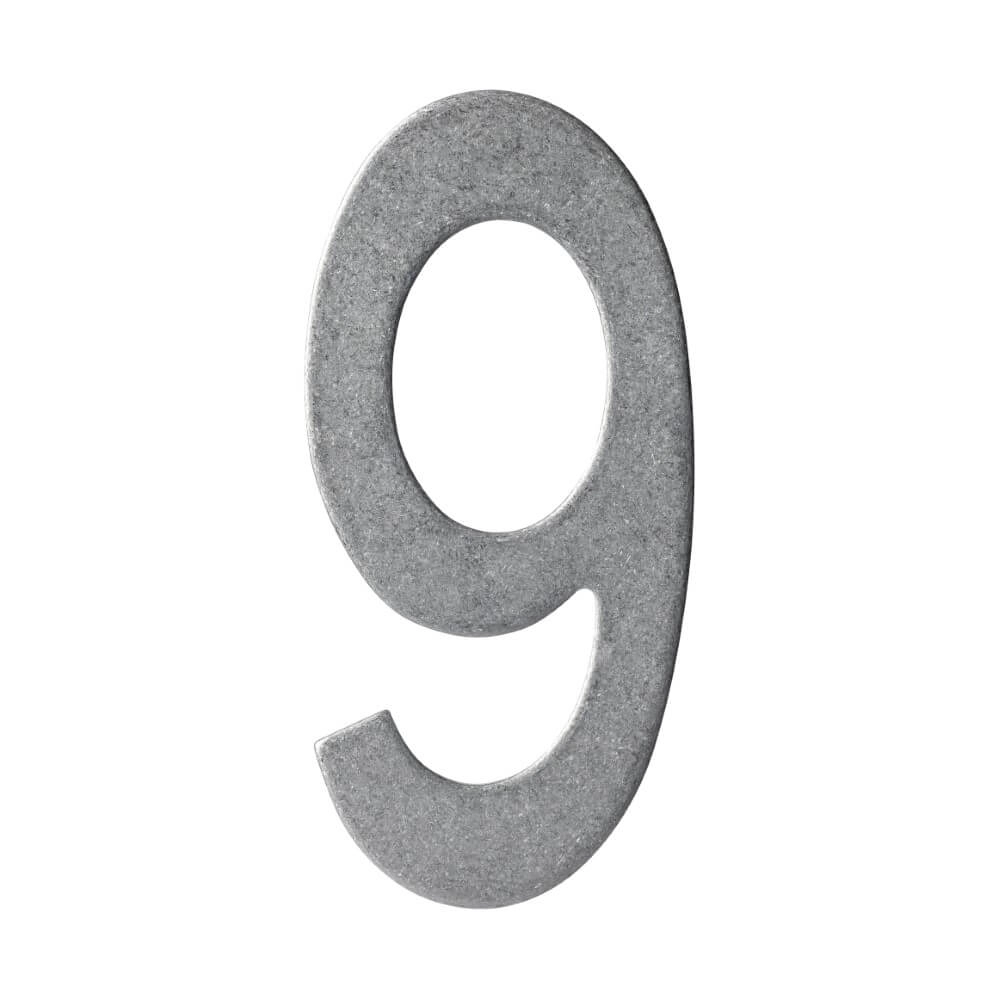 Hausnummer 9 Numbra 15cm Edelstahl getrommelt
