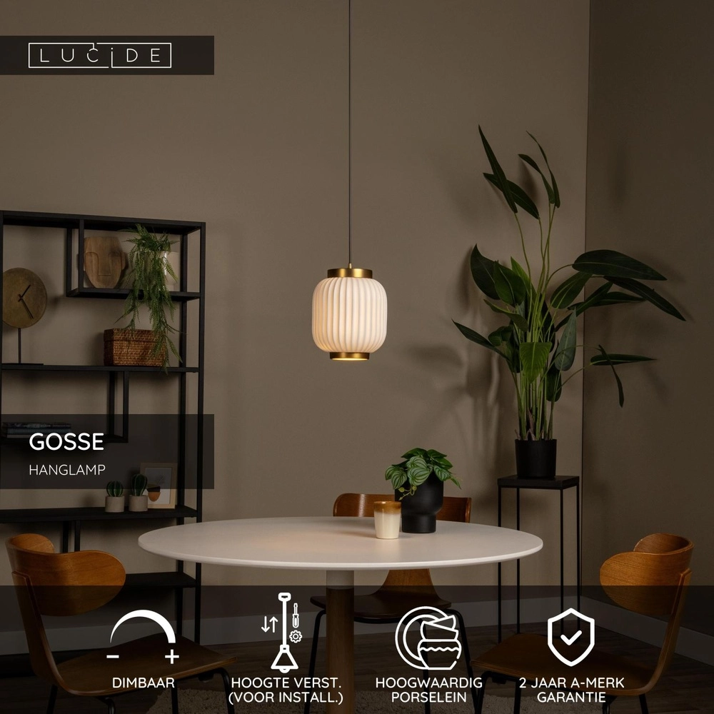 Design-Pendellampe Gosse Gold mit Weiß Lucide 5411212134141