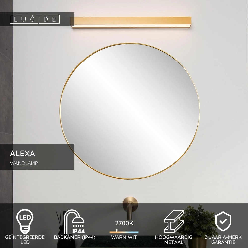 Wandlampe im Badezimmer Alexa 60 cm Gold - IP44 - 8W Lucide 5411212040510