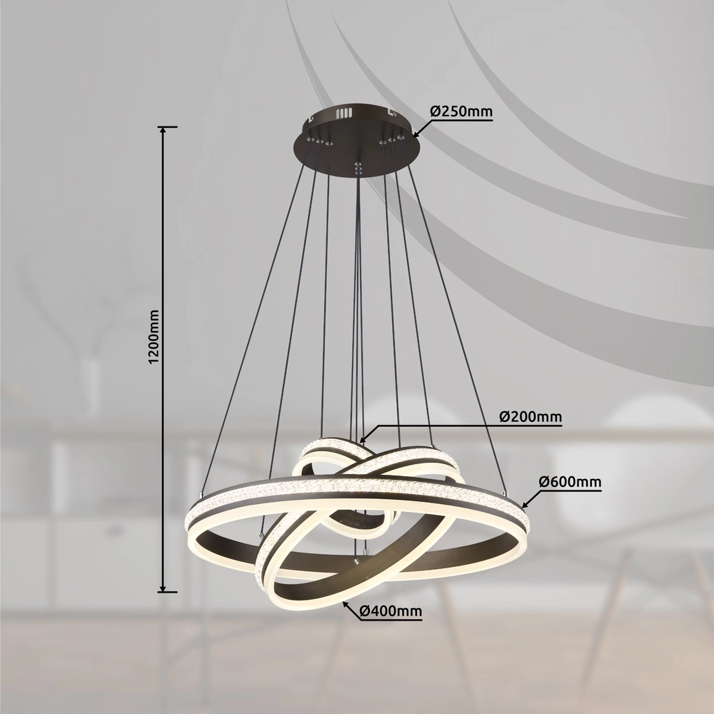 Design-Pendellampe Grouni 3 Ringe mit Titan gebürstet Globo 9007371455003