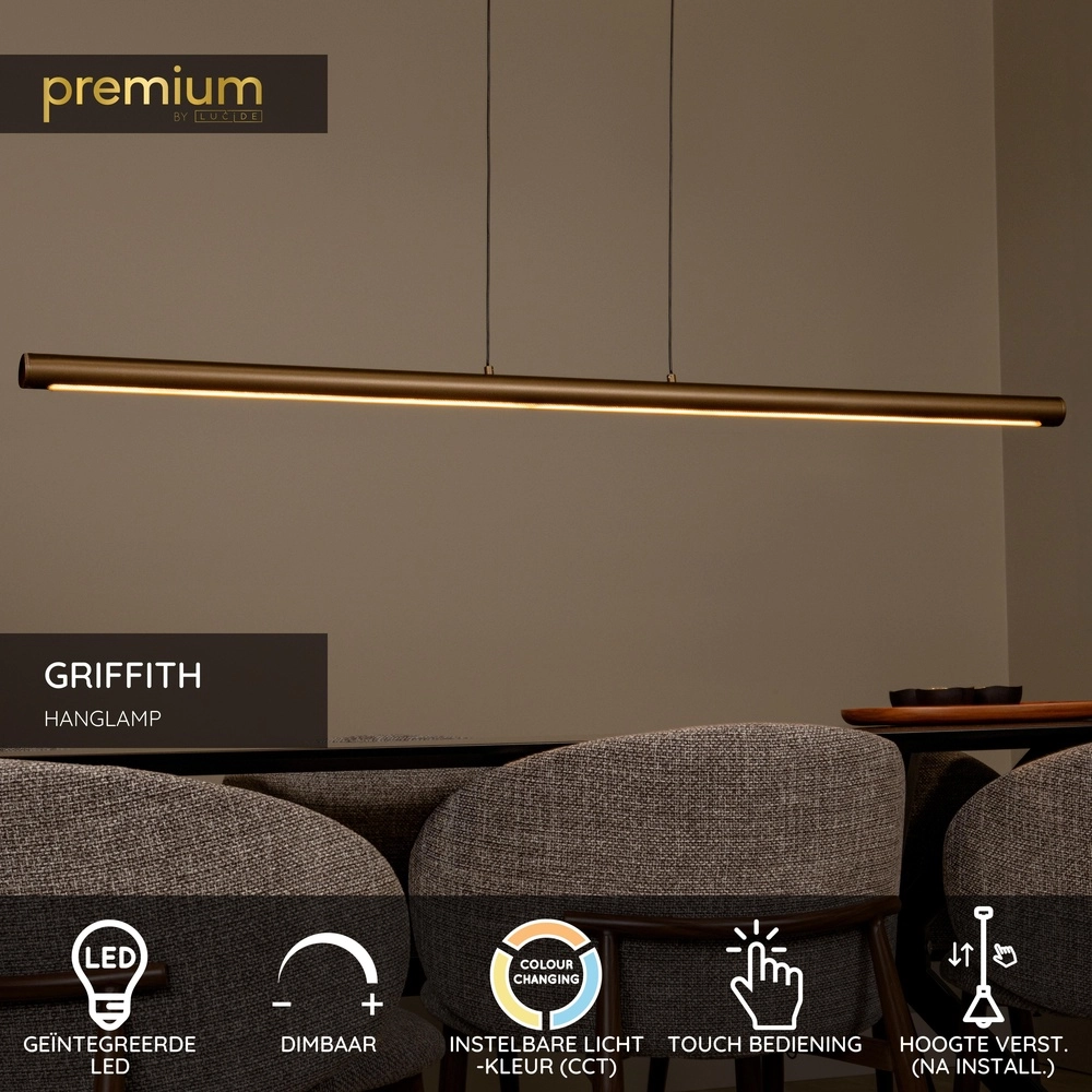 Elegante Pendellampe Griffith Bronze 140 cm Premium by Lucide 5411212241931