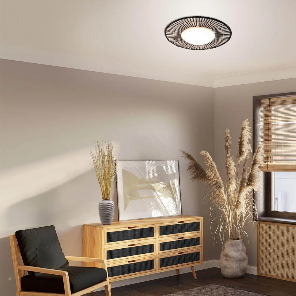Deckenlampe Aura schwarz mit Bambus Steinhauer 8712746174144