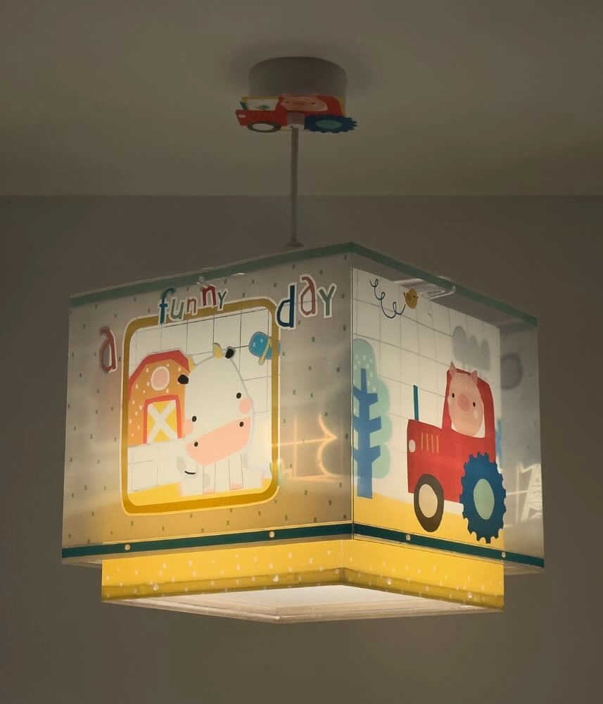 Kinderzimmer-Hängelampe My Farm gelb mit weiß Dalber 8420406634029