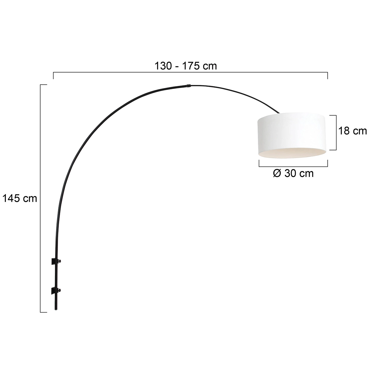 Wandbogenlampe Sparkled schwarz mit weißer Kapuze Steinhauer 8712746146080
