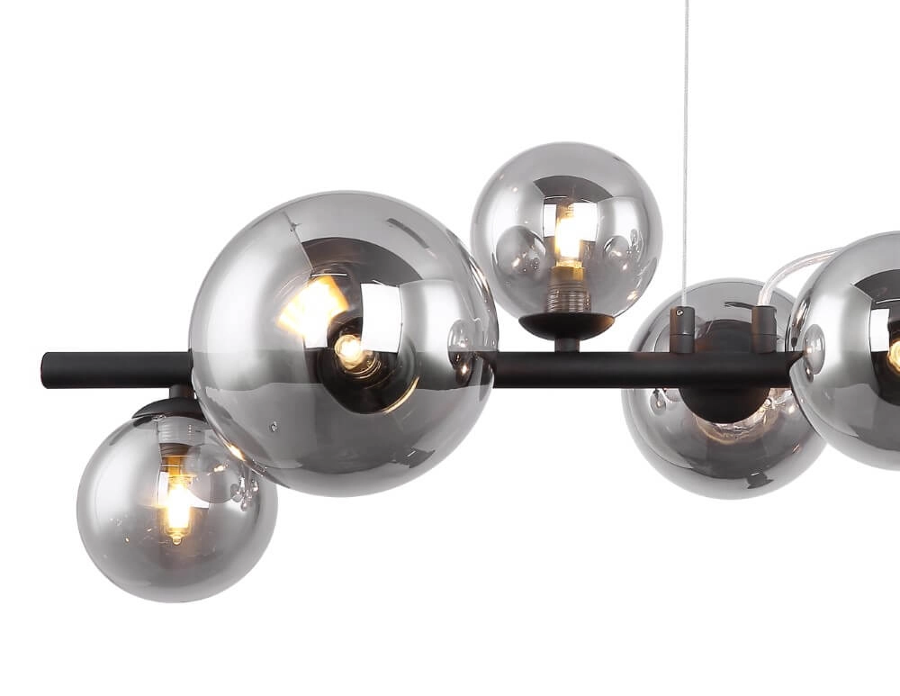 Schwarze Hängelampe mit Rauchglas Riha Globo 9007371387038